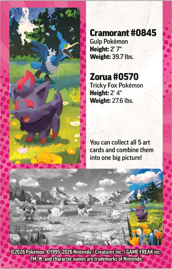 Pokémon TCG: Mega Evolution—Ascended Heroes Mini Tin: Zorua & Cramorant (1 Sticker Sheet, a Pokémon Art Card & 2 Booster Packs)
