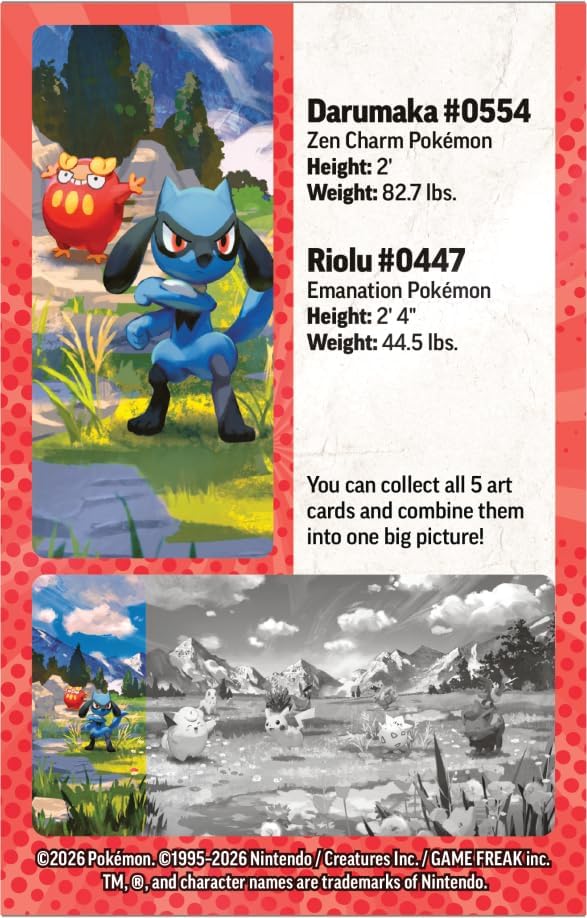 Pokémon TCG: Mega Evolution—Ascended Heroes Mini Tin: Riolu & Darumaka (1 Sticker Sheet, a Pokémon Art Card & 2 Booster Packs)