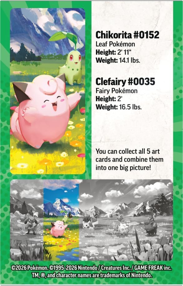 Pokémon TCG: Mega Evolution—Ascended Heroes Mini Tin: Clefairy & Chikorita (1 Sticker Sheet, a Pokémon Art Card & 2 Booster Packs)