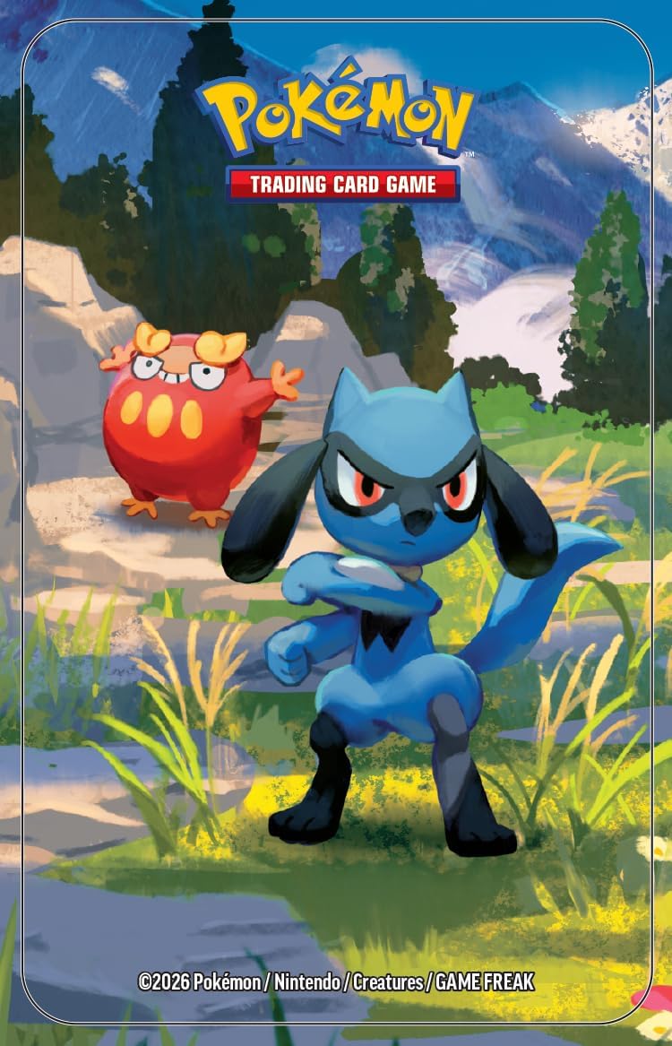 Pokémon TCG: Mega Evolution—Ascended Heroes Mini Tin: Riolu & Darumaka (1 Sticker Sheet, a Pokémon Art Card & 2 Booster Packs)