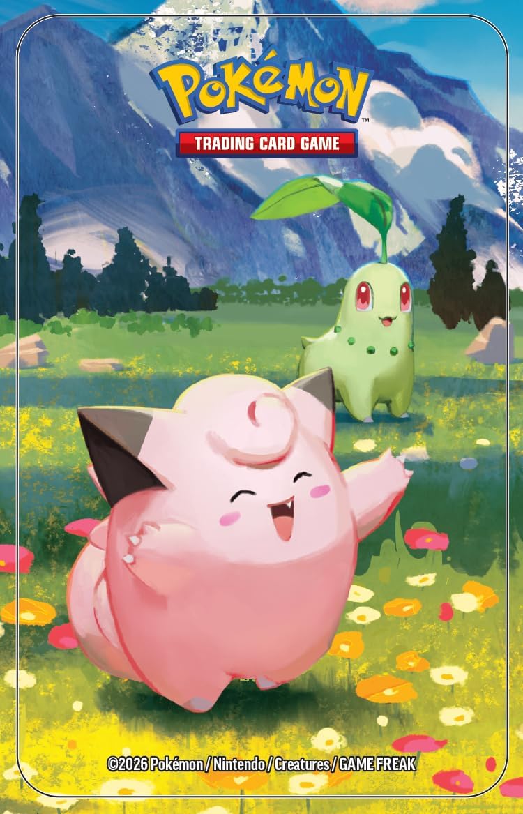 Pokémon TCG: Mega Evolution—Ascended Heroes Mini Tin: Clefairy & Chikorita (1 Sticker Sheet, a Pokémon Art Card & 2 Booster Packs)
