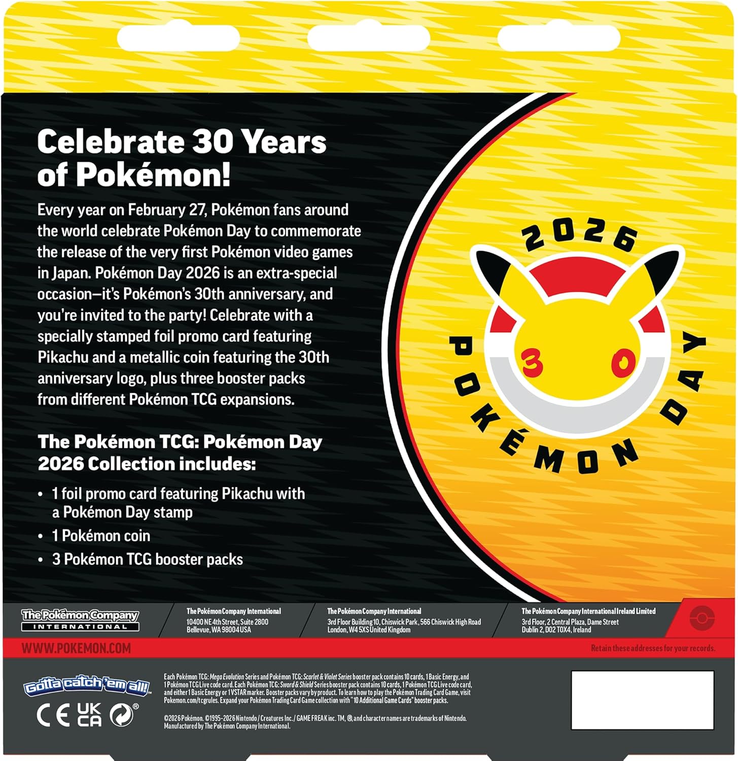 Pokémon TCG: Pokémon Day 2026 Collection (1 foil promo card, 1 coin and 3 booster packs)