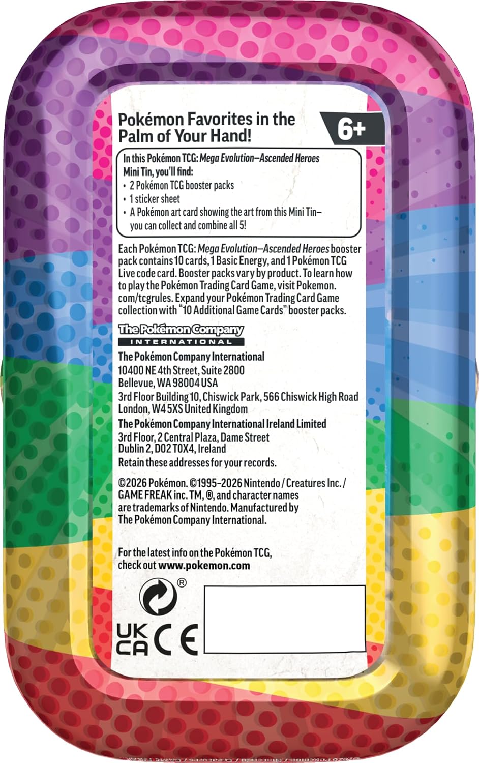 Pokémon TCG: Mega Evolution—Ascended Heroes Mini Tin: Riolu & Darumaka (1 Sticker Sheet, a Pokémon Art Card & 2 Booster Packs)